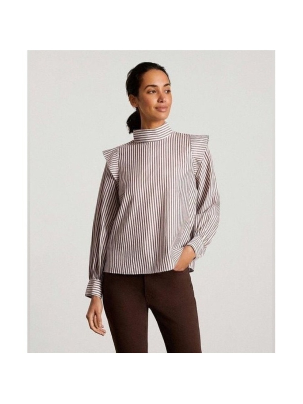 Everlane Top 14 Ruffle Brown